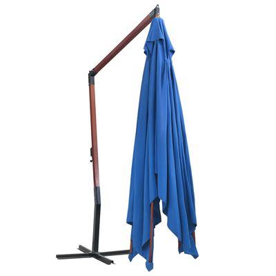 vidaXL Hanging Garden Parasol with Wooden Pole 400x300 cm Blue