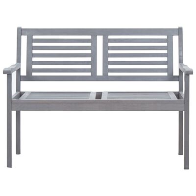 vidaXL 2-Seater Garden Bench with Cushion 120 cm Grey Eucalyptus Wood