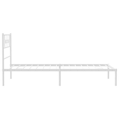 vidaXL Metal Bed Frame without Mattress with Headboard White 90x190 cm Single