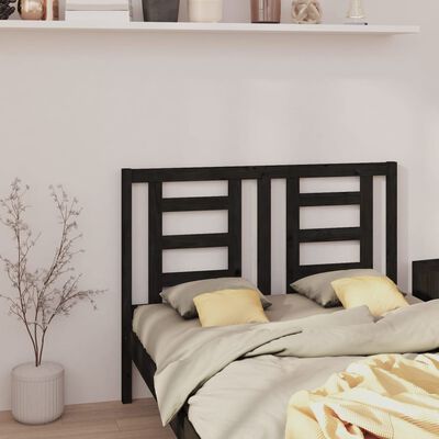 vidaXL Bed Headboard Black 141x4x100 cm Solid Wood Pine