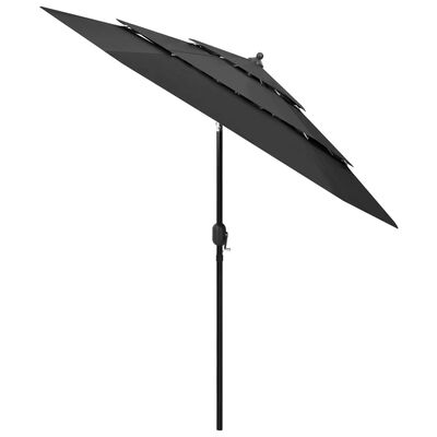 vidaXL 3-Tier Garden Parasol with Aluminium Pole Anthracite 2.5 m