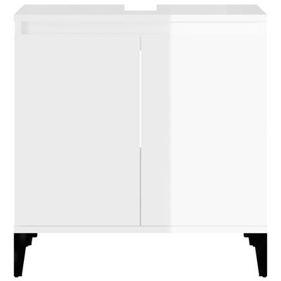 vidaXL Sink Cabinet High Gloss White 58x33x60 cm Engineered Wood