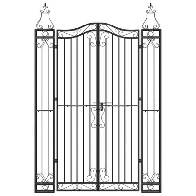 vidaXL Garden Gate Black 121x8x180 cm Wrought Iron