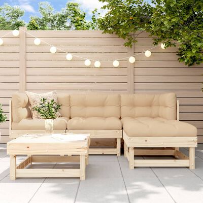 vidaXL 5 Piece Garden Lounge Set with Cushions Solid Wood