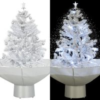 vidaXL Snowing Christmas Tree with Umbrella Base White 75 cm