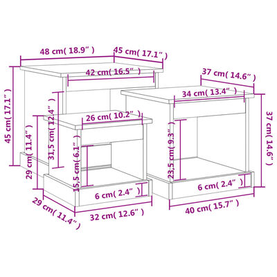 vidaXL Coffee Tables 3 pcs Grey Sonoma Engineered Wood