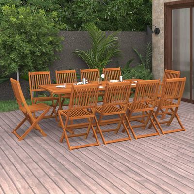 vidaXL 11 Piece Garden Dining Set 220x90x75 cm Solid Wood Acacia