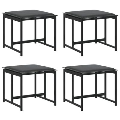 vidaXL Garden Stools with Cushions 4 pcs Black Steel and Textilene