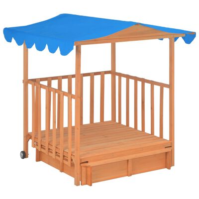 vidaXL Kids Playhouse with Sandbox Fir Wood Blue UV50