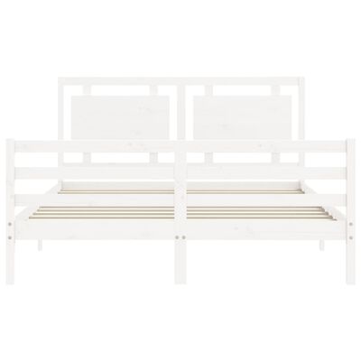 vidaXL Bed Frame without Mattress White King Size Solid Wood