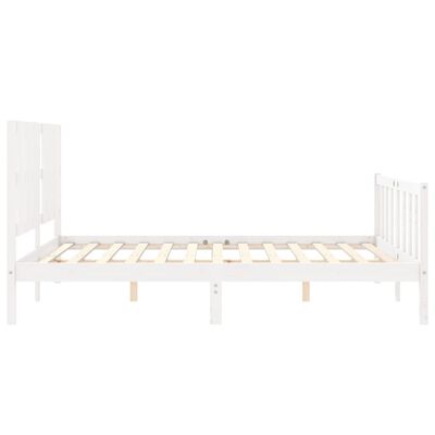 vidaXL Bed Frame without Mattress White King Size Solid Wood Pine