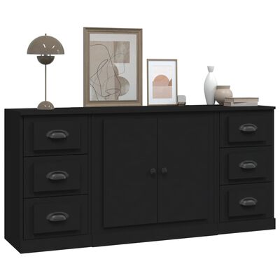 vidaXL Sideboards 3 pcs Black Engineered Wood