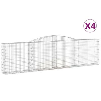 vidaXL Arched Gabion Baskets 4 pcs 400x30x100/120 cm Galvanised Iron