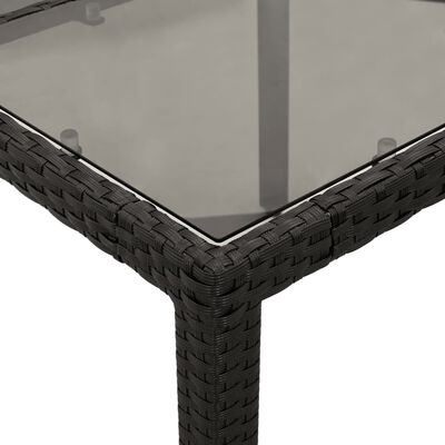 vidaXL Garden Table 150x90x75 cm Tempered Glass and Poly Rattan Black