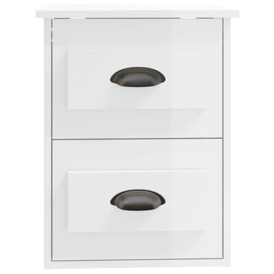 vidaXL Wall-mounted Bedside Cabinets 2 pcs High Gloss White 41.5x36x53cm