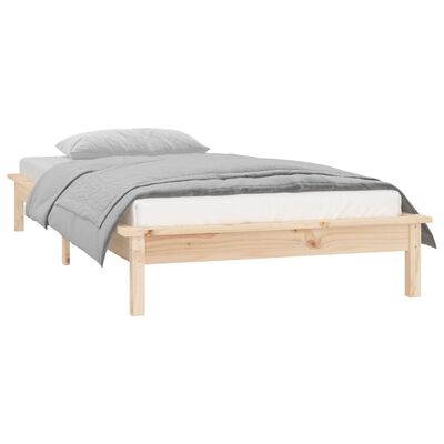 vidaXL LED Bed Frame without Mattress 90x190 cm Single Solid Wood