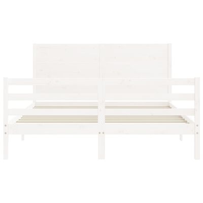 vidaXL Bed Frame without Mattress White King Size Solid Wood