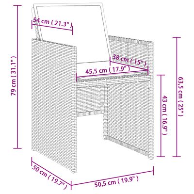 vidaXL 9 Piece Garden Dining Set with Cushions Grey Poly Rattan