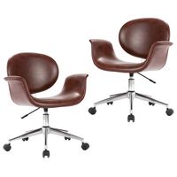 vidaXL Swivel Dining Chairs 2 pcs Brown Faux Leather