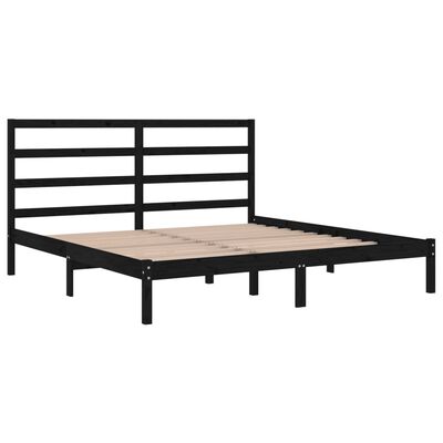 vidaXL Bed Frame without Mattress Black 180x200 cm Super King Solid Wood