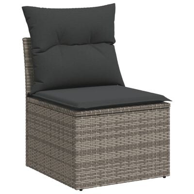 vidaXL 11 Piece Garden Sofa Set with Cushions Grey Poly Rattan