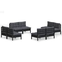 vidaXL 8 Piece Garden Lounge Set with Anthracite Cushions Pinewood