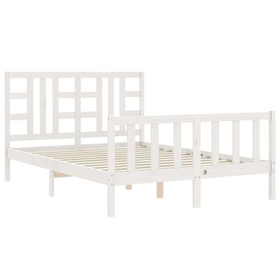 vidaXL Bed Frame without Mattress White Double Solid Wood Pine