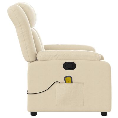 vidaXL Massage Recliner Chair Cream Fabric