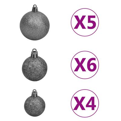 vidaXL Artificial Pre-lit Christmas Tree with Ball Set Black 150 cm PVC