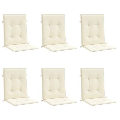 vidaXL Garden Lowback Chair Cushions 6 pcs Cream 100x50x3 cm Oxford Fabric