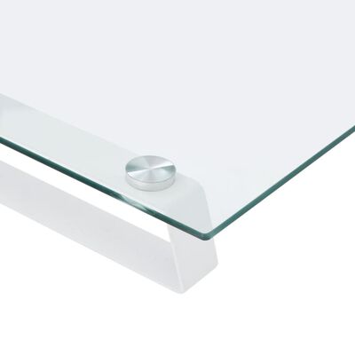 vidaXL Monitor Stand White 80x35x8 cm Tempered Glass and Metal