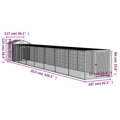 vidaXL Chicken Cage with Run Anthracite 117x813x123 cm Galvanised Steel