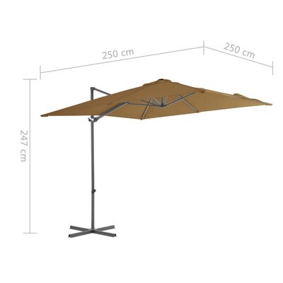 vidaXL Garden Parasol with Portable Base Taupe