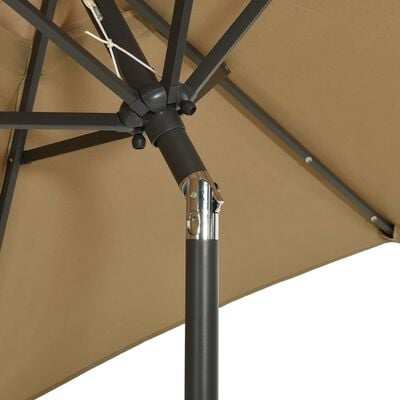 vidaXL Garden Parasol with LED Lights Taupe 200x211 cm Aluminium