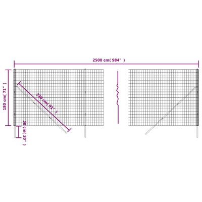 vidaXL Wire Mesh Fence Anthracite 1.8x25 m Galvanised Steel