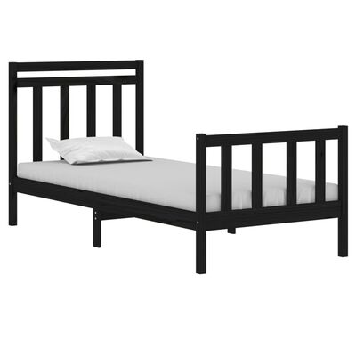 vidaXL Bed Frame without Mattress Black 90x190 cm Single Solid Wood