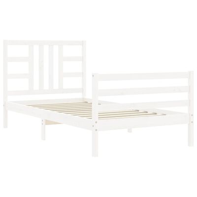 vidaXL Bed Frame without Mattress White Single Solid Wood Pine