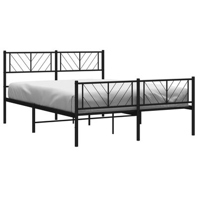 vidaXL Metal Bed Frame without Mattress with Footboard Black 135x190 cm Double