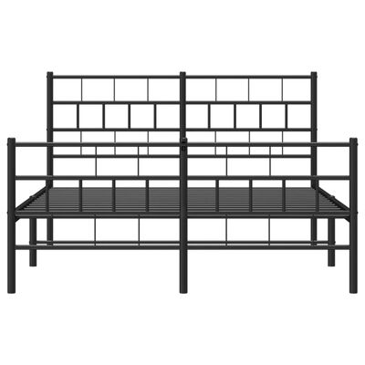 vidaXL Metal Bed Frame without Mattress with Footboard Black 150x200 cm King Size