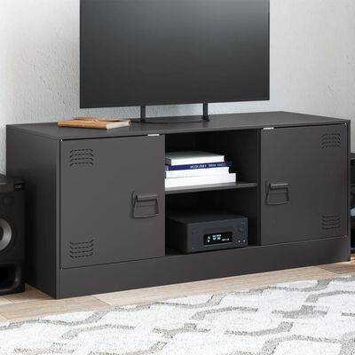 vidaXL TV Cabinet Black 99x39x44 cm Steel