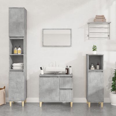 vidaXL Bathroom Cabinet Concrete Grey 30x30x100 cm Engineered Wood