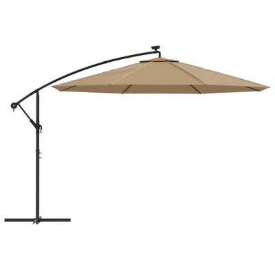 vidaXL Cantilever Garden Parasol with LED Lights and Metal Pole 350 cm Taupe