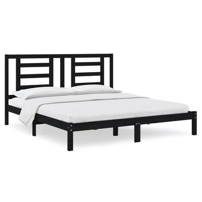 vidaXL Bed Frame without Mattress Black 180x200 cm Super King Solid Wood