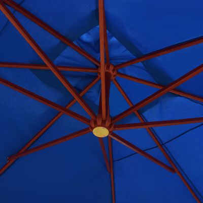 vidaXL Hanging Garden Parasol with Wooden Pole 400x300 cm Blue