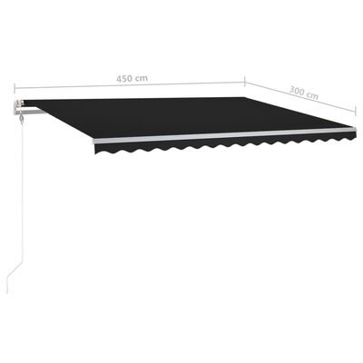 vidaXL Manual Retractable Awning with Posts 4.5x3 m Anthracite