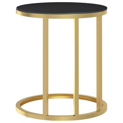 vidaXL Side Table Gold and Black 45 cm Tempered Glass