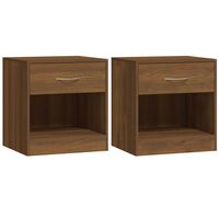 vidaXL Bedside Cabinets 2 pcs with Drawer Brown Oak