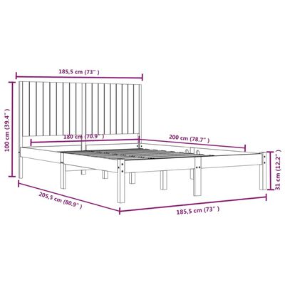 vidaXL Bed Frame without Mattress White 180x200 cm Super King Solid Wood