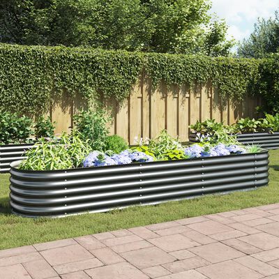 vidaXL Garden Raised Bed 320x80x44 cm Galvanised Steel Grey