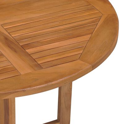 vidaXL Folding Garden Dining Table Ø90x75 cm Solid Teak Wood